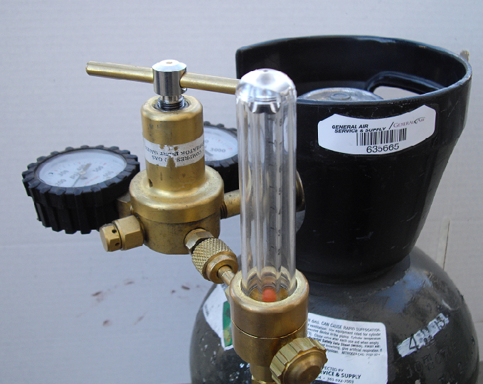 Nitrogen tank with gauges and flow meter
